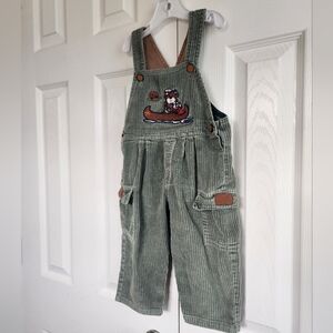 Green Corduroy Kids Overalls